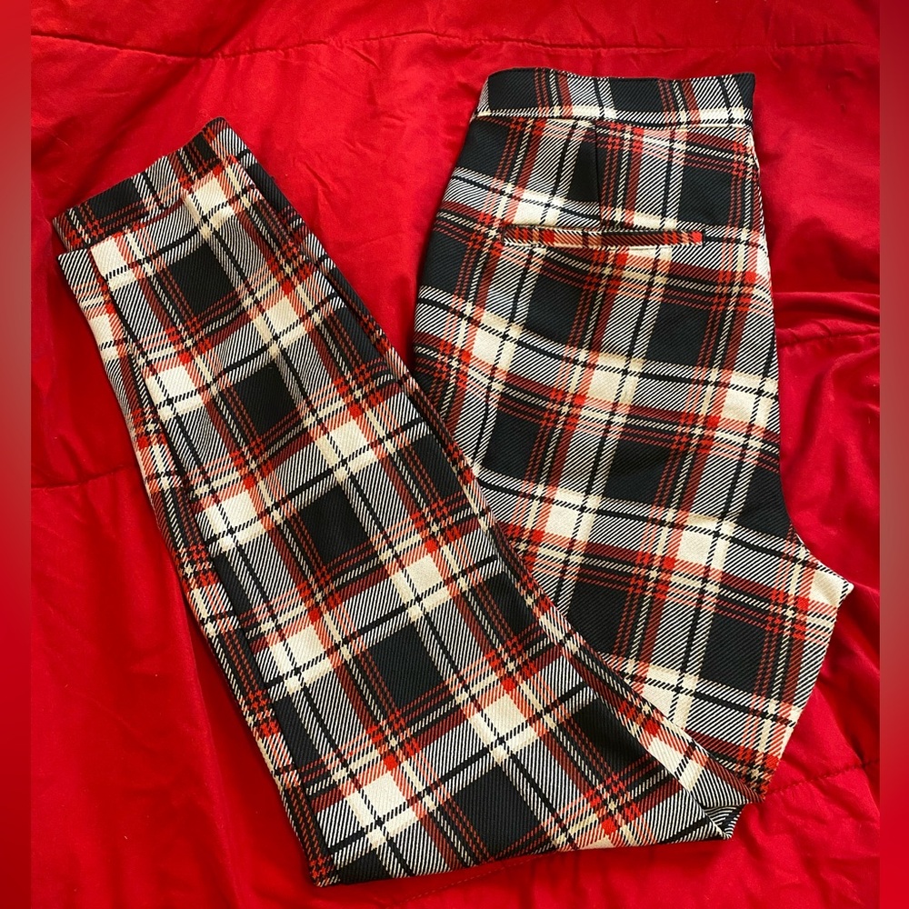 H&M Plaid Straight-leg Ankle Pants